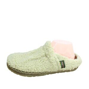 LL Bean Cream Knit Shearling Lined Water Resistant Cozy Slippers Size 11 M